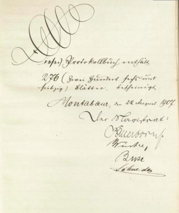 Magistratsprotokoll 1907 f.